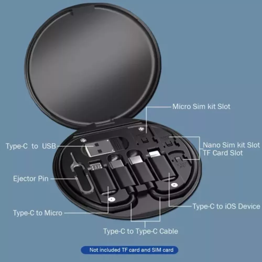 Kit Cables De Carga Caja Almacenamiento